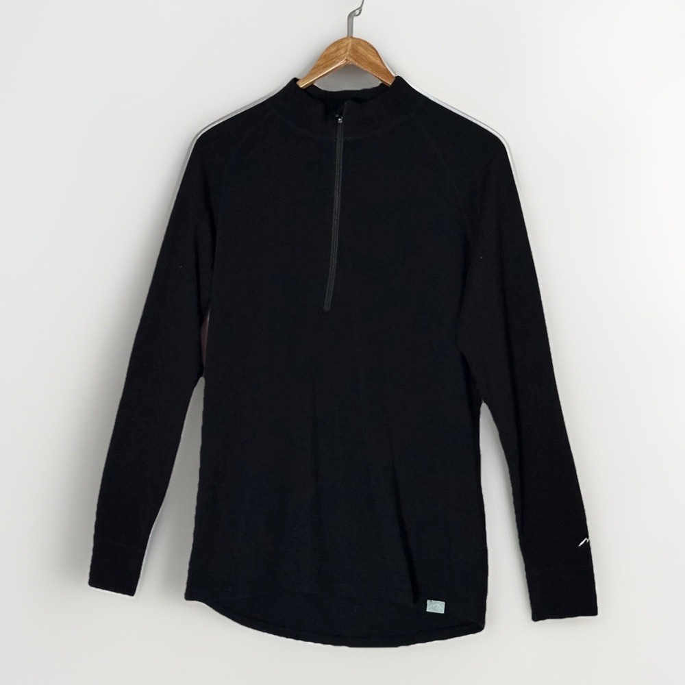 Merino Tech 100% Superfine Merino Wool 320 Men's Black Quarter Zip Gorpcore